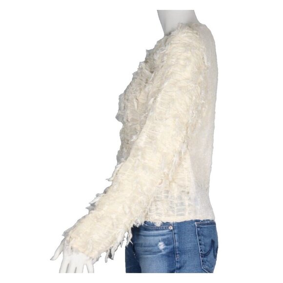 Mable Women's Size Small Pale Yellow Blouse Semi-Sheer Ruched Long Sleeve Shirt - Picture 3 of 10